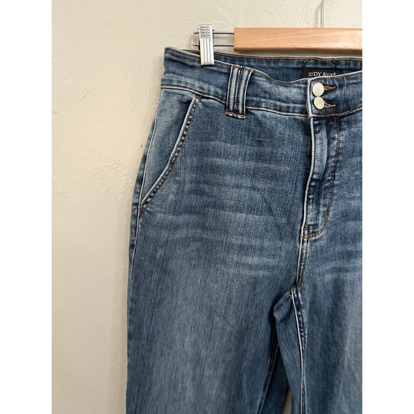 Judy Blue Any Time Any Place Wide Leg Jeans Light Wash Size 14 31 Stretch Boho - Picture 8 of 16